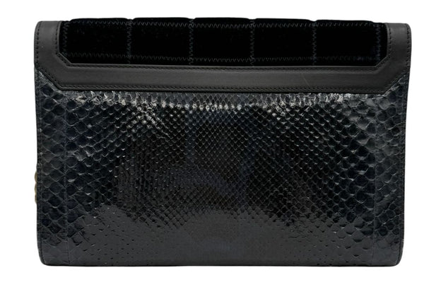 Jimmy Choo Navy Velvet & Snakeskin Chain Shoulder Bag