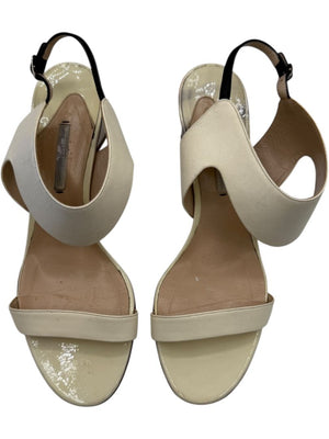 Nicholas Kirkwood Cream Leather Sandals with Silver Block Heel – Size 39.5