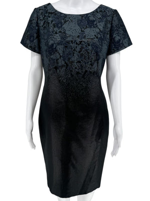 Pamella Roland Black/Blue Ombre 2 Piece Dress & Coat Set – Large