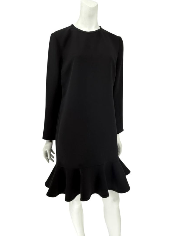 Victoria Victoria Beckham Black Flounce Hem Long Sleeve Dress – Size US 10