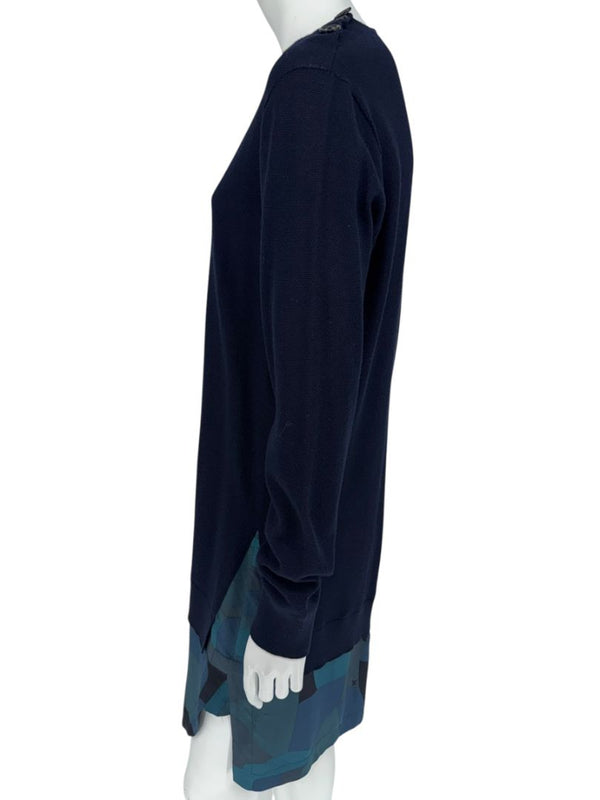Louis Vuitton Navy Knit Tunic Dress with Printed Hem - Size L