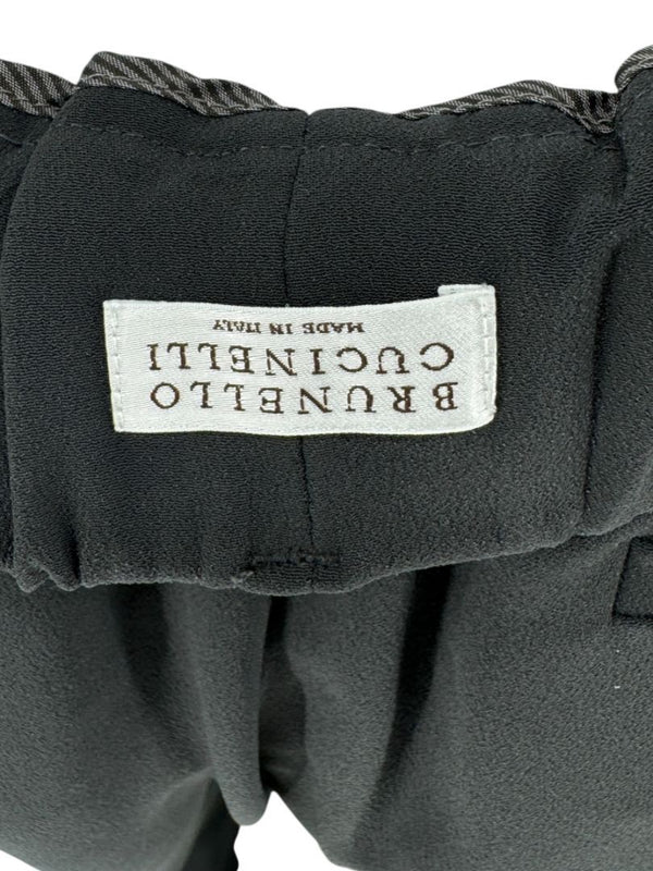 Brunello Cucinelli Black Tapered Pull-On Trousers with Side Pockets – US 8