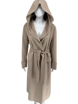 S Max Mara Camel Hooded Wrap Coat – Size 10 (IT 42)