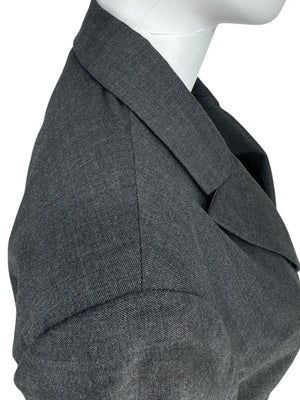 Brunello Cucinelli Charcoal Gray Virgin Wool Cropped Blazer with Monili Trim – Size IT 44