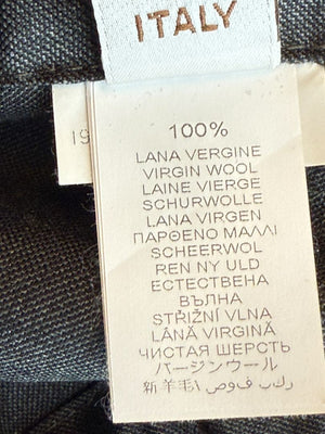 Brunello Cucinelli Monili Trim Charcoal Wool Pleated Tapered Pants - Size IT 42 / US 6