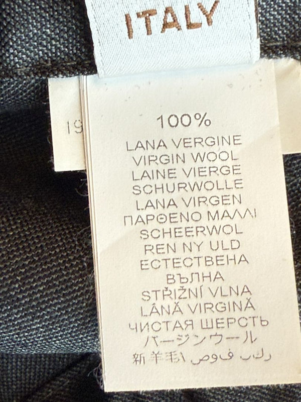 Brunello Cucinelli Monili Trim Charcoal Wool Pleated Tapered Pants - Size IT 42 / US 6