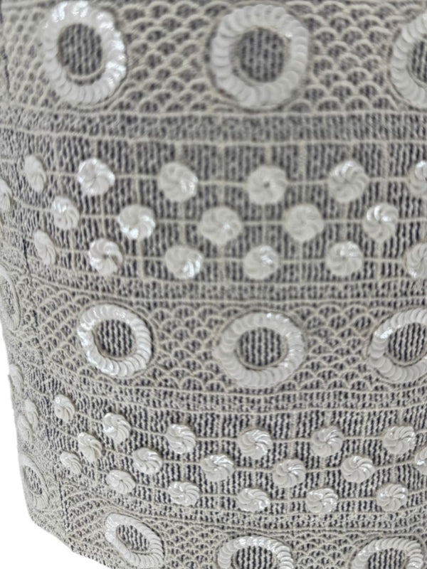 Pamella Roland Grey Beaded Sheath Dress – Large