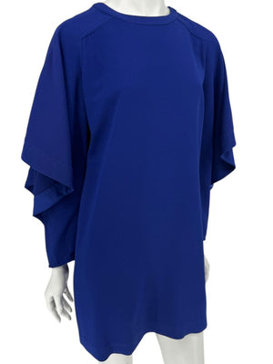 Pamella Roland Cobalt Blue Cape Sleeve Shift Dress – Large