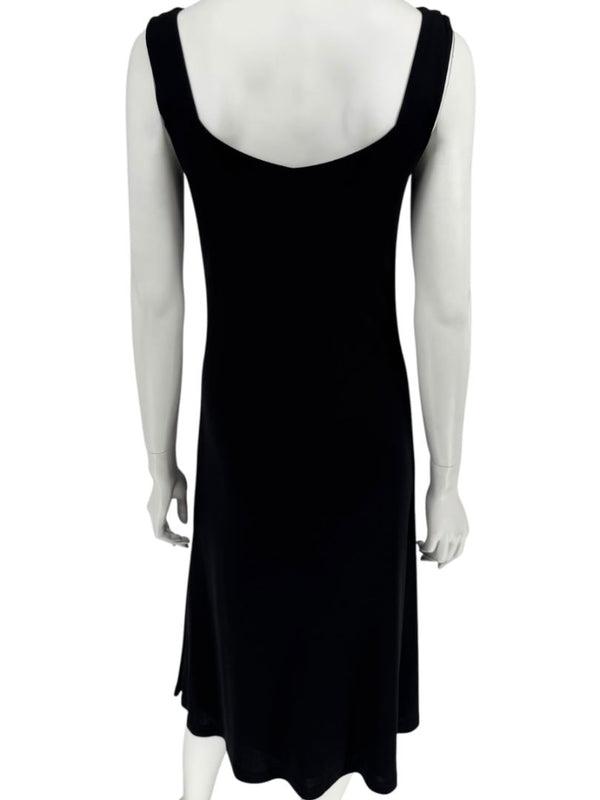 Lida Baday Black Sleeveless Midi Dress with Lace Trim – Size M