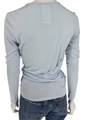 René Lezard Light Blue Draped Wrap Long Sleeve Top – Large  Made in Germany