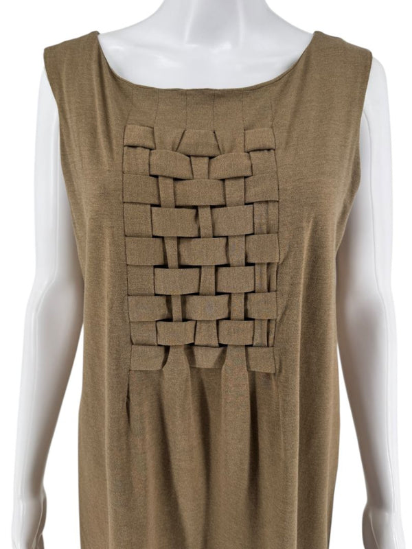 Piazza Sempione Taupe Sleeveless Knit Shift Dress – Size IT 46 (Made in Italy)