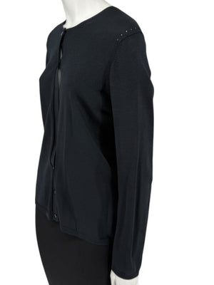 Oscar Navy Rayon-Nylon Knit Cardigan – Size L