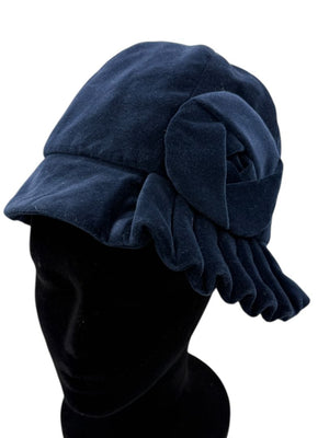 Eugenia Kim Blue Velvet Rosette Cloche-Style Hat