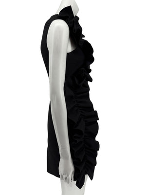 MSGM Women’s Black Sleeveless Ruffle-Trim Mini Dress – Size 38