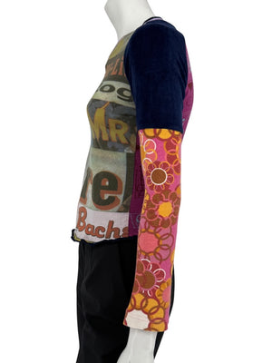 Custo Barcelona Graphic Patchwork Long-Sleeve Top – Size Small