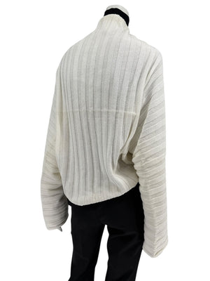 Shirin Guild Ivory Ribbed Knit Shrug
