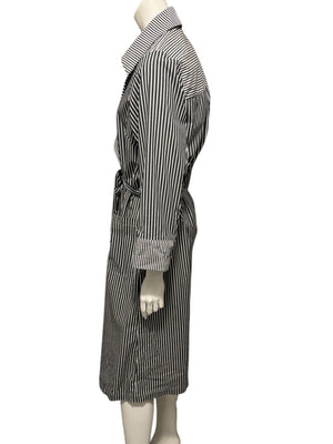Jennifer Torosian Black & White Striped Belted Duster Jacket – Size S