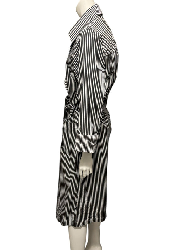 Jennifer Torosian Black & White Striped Belted Duster Jacket – Size S