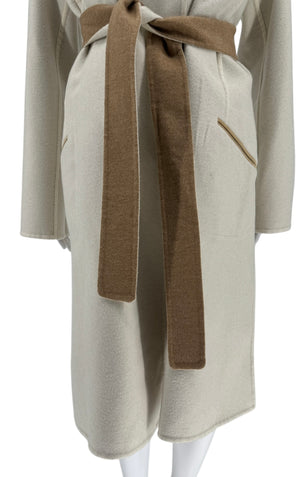 Kiton Brown & Ivory Reversible Cashemere Coat - NWT - Size 10