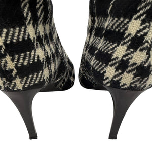 Burberry Plaid Wool Pointed Toe Knee-High Boots – Size 41.5