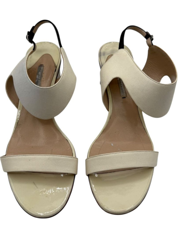 Nicholas Kirkwood Cream Leather Sandals with Silver Block Heel – Size 39.5