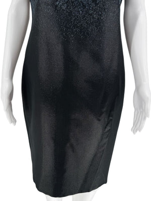 Pamella Roland Black/Blue Ombre 2 Piece Dress & Coat Set – Large