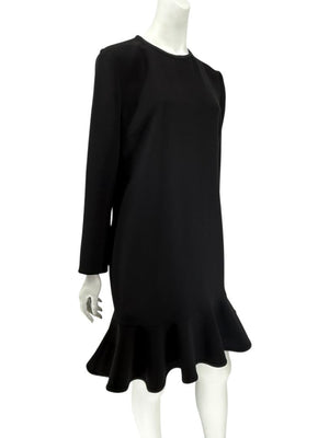 Victoria Victoria Beckham Black Flounce Hem Long Sleeve Dress – Size US 10