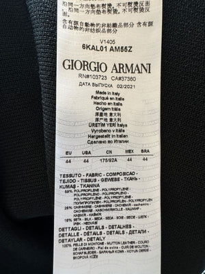 Giorgio Armani Navy Wool-Cashmere Coat with Leather Trim – Size 44