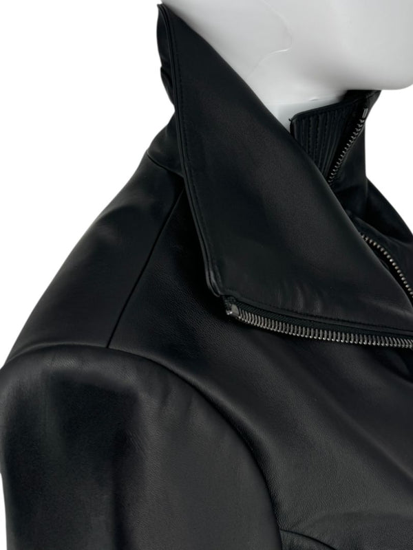 Pamella Roland Black Lambskin Moto-Inspired Leather Jacket – Large