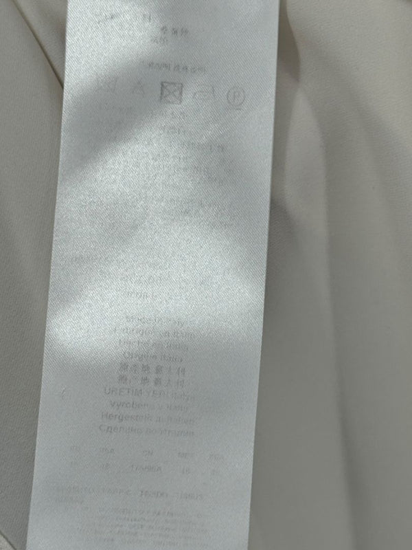 Giorgio Armani Ivory Silk Ruffle Front Sleeveless Blouse – Size 10