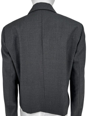 Brunello Cucinelli Charcoal Gray Virgin Wool Cropped Blazer with Monili Trim – Size IT 44