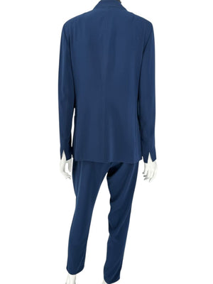 Akris Punto Navy Beaded Blazer & Pants Suit Set – Size US 10