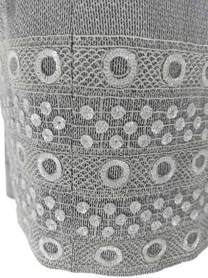 Pamella Roland Grey Beaded Sheath Dress – Large