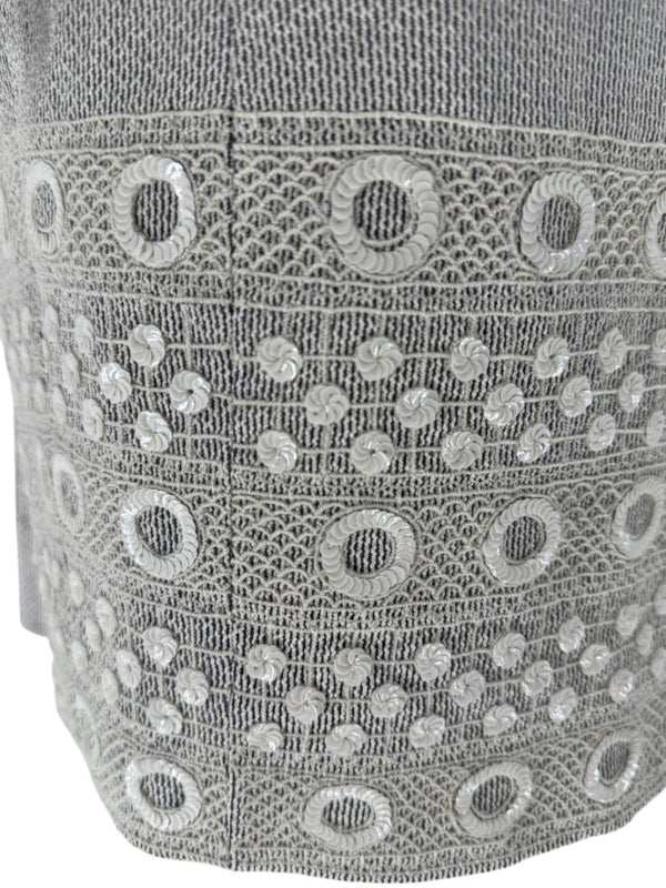 Pamella Roland Grey Beaded Sheath Dress – Large