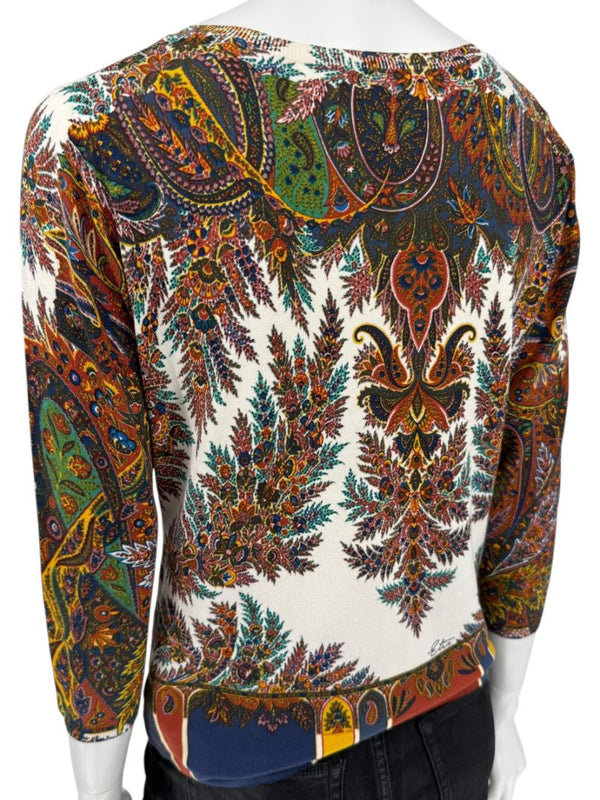 Etro Milano Multicolor Paisley Silk Knit Top – Size 46 (IT)