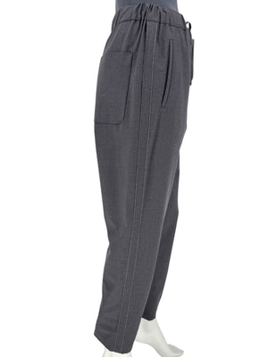 Brunello Cucinelli Charcoal Gray Wool-Blend Drawstring Pants – Size 8 (IT 44)
