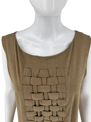 Piazza Sempione Taupe Sleeveless Knit Shift Dress – Size IT 46 (Made in Italy)
