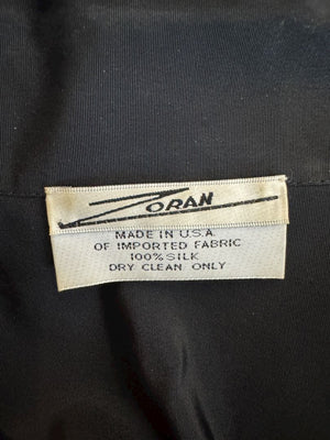 Zoran Black 100% Silk Cropped Jacket – Size Large