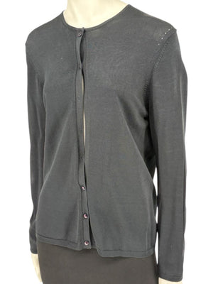 Oscar Navy Rayon-Nylon Knit Cardigan – Size L