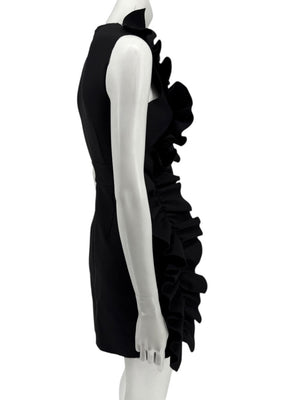 MSGM Women’s Black Sleeveless Ruffle-Trim Mini Dress – Size 38