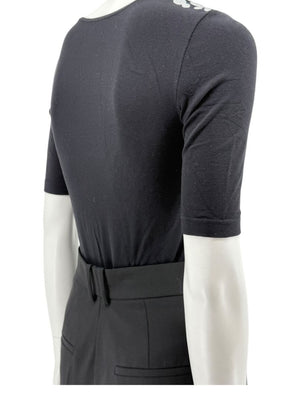 Wolford Black Embellished Shoulder "Heavy Metal" Bodysuit – Size XS