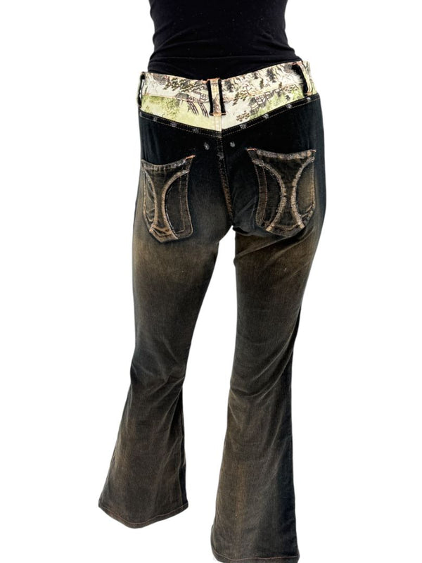 Custo Barcelona Women’s Black Corduroy Western-Inspired Denim-Style Pants – Size 4