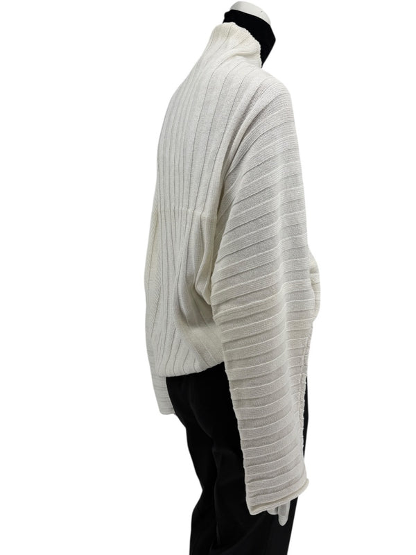 Shirin Guild Ivory Ribbed Knit Shrug