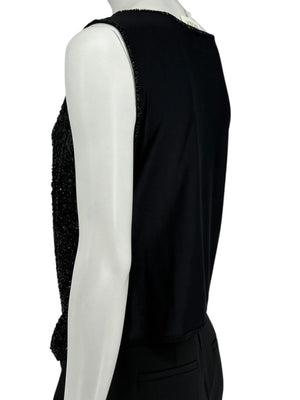 Escada Black Beaded Mesh Sleeveless Top – Size L