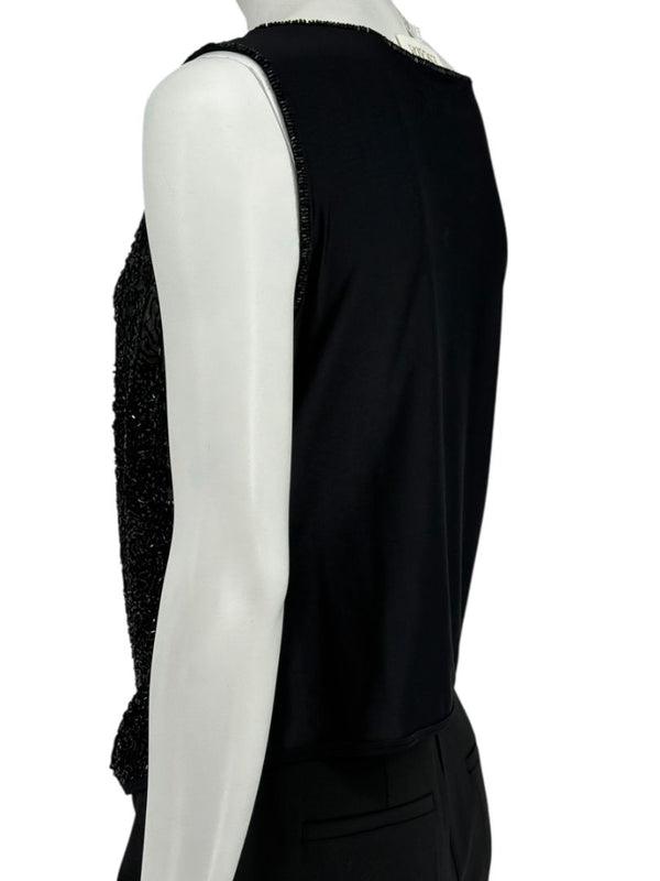 Escada Black Beaded Mesh Sleeveless Top – Size L