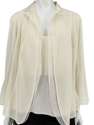 Akris Ivory Tank Camisole & Mesh Jacket Twin Set – Size US 16 (F 48 / D 46)