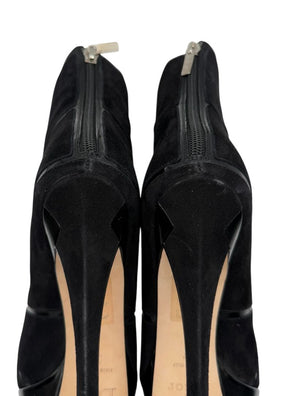 Christian Dior Black Suede & Patent Leather Platform Booties – Size 37