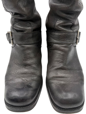 Patrick Cox Studded Skull Leather Moto Boots – Made in Italy – Size 40