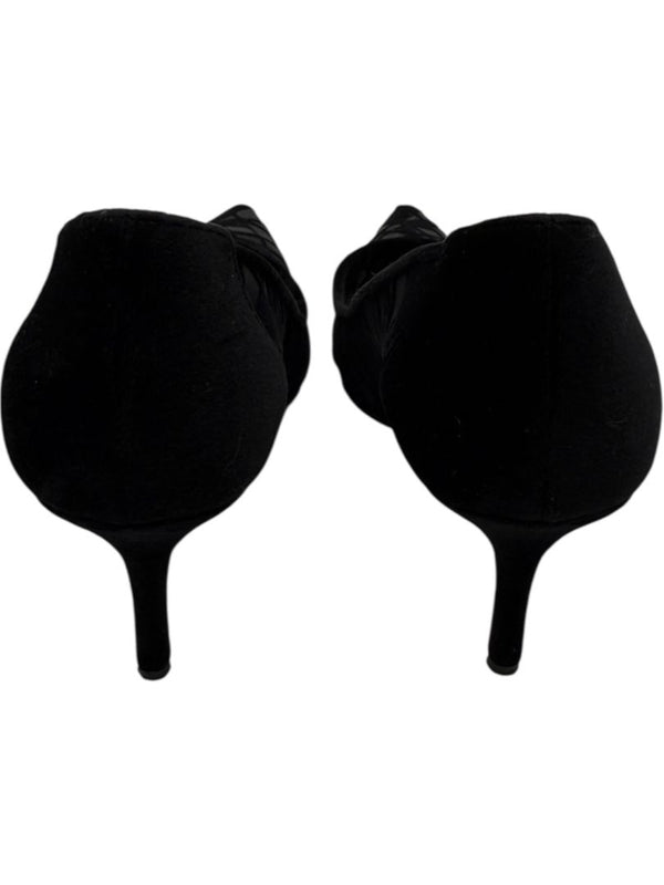 Manolo Blahnik Black Velvet & Mesh Geometric Pumps – Size 39.5