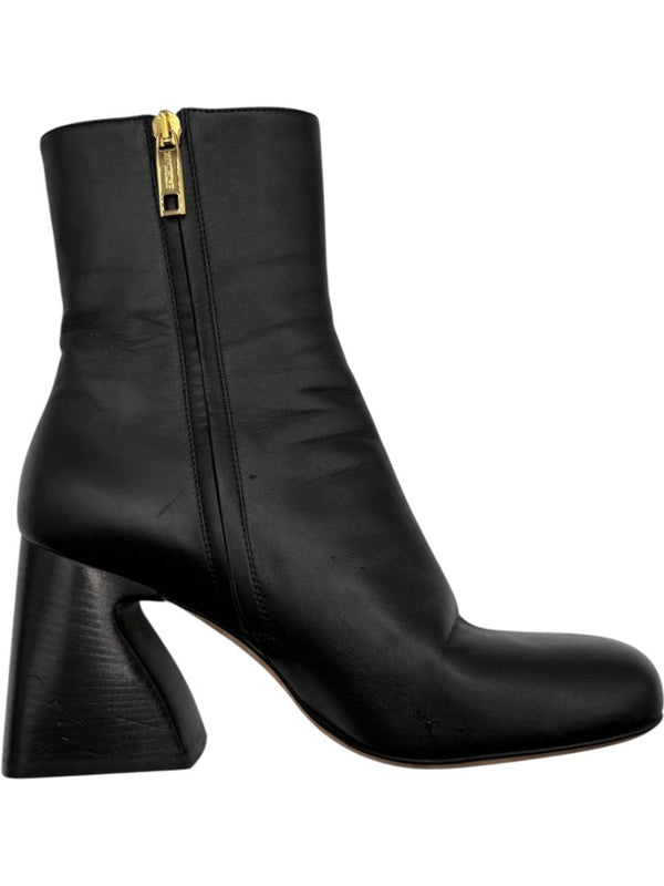 Sportmax Black Leather Square Toe Boots – Size 38.5